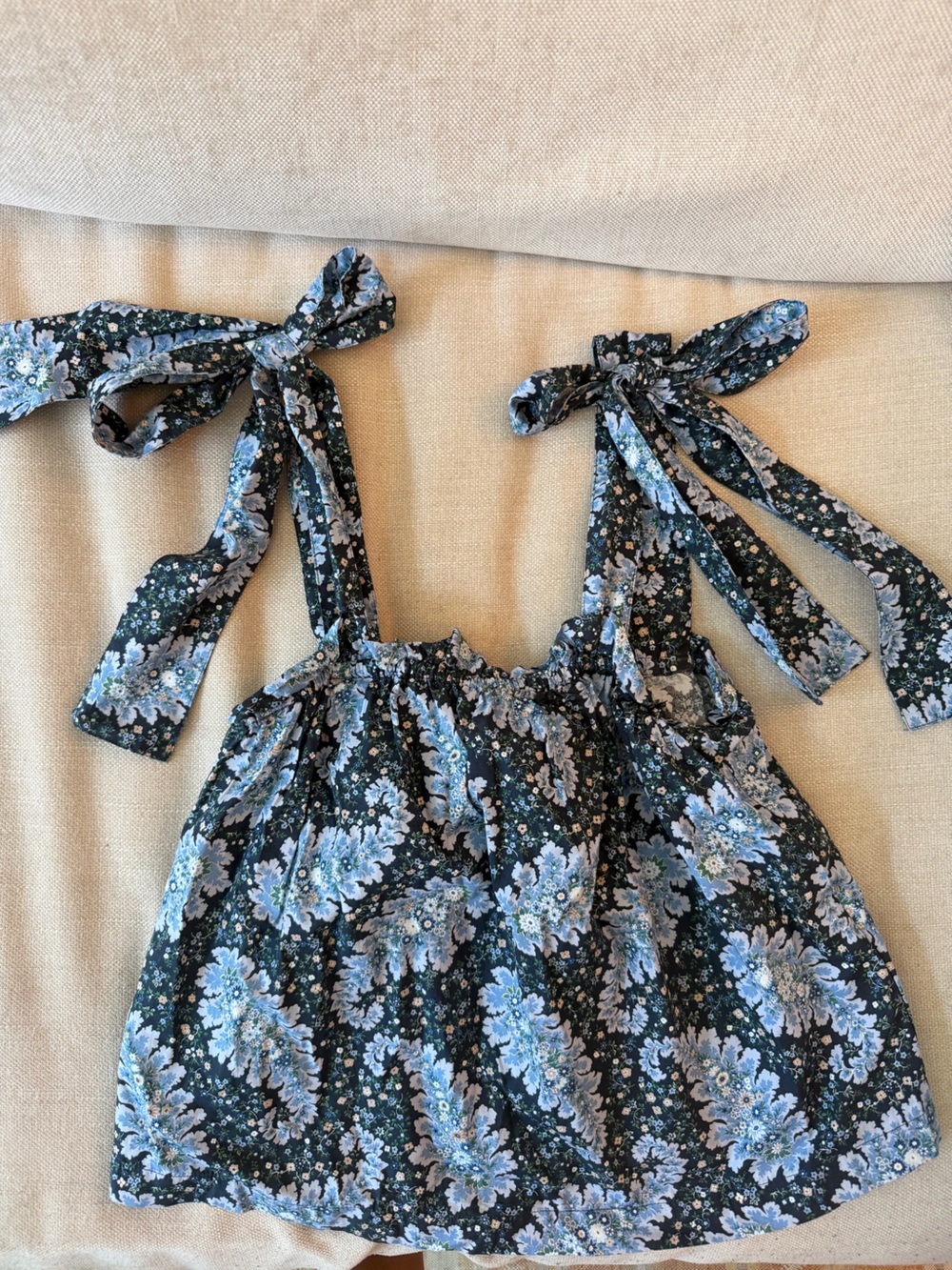 J. Crew Collection Cotton Blue Floral Tie-Shoulder Top